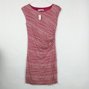NEW LOFT Stripe Sleeveless Ruched Dress